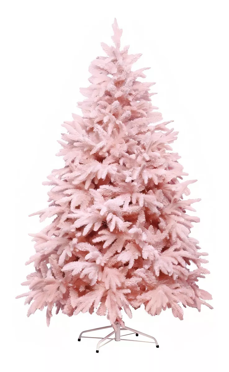 Árvore de natal nevada rosa