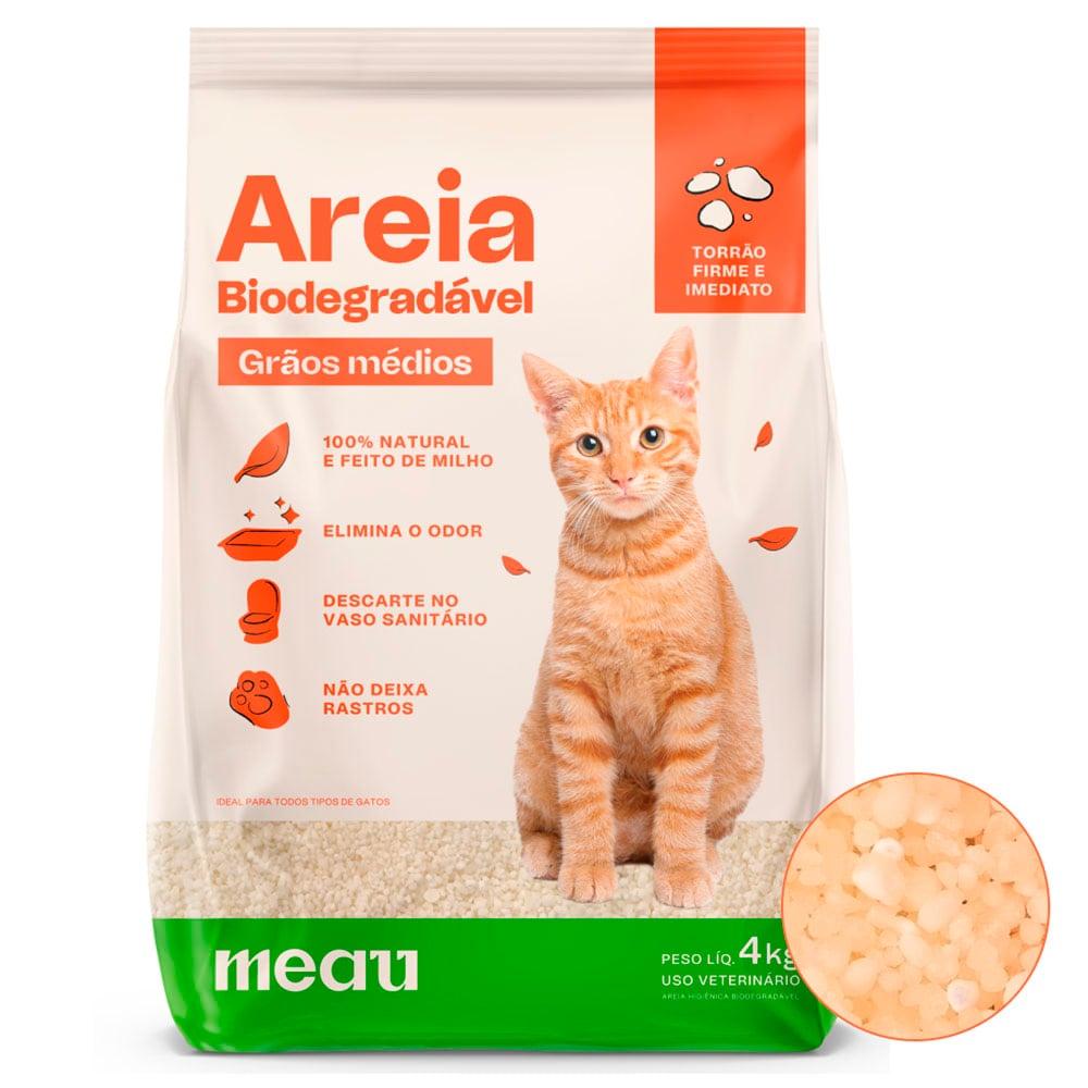 Meau - Areia higiênica biodegradável para gatos Grãos Médios (4kg)