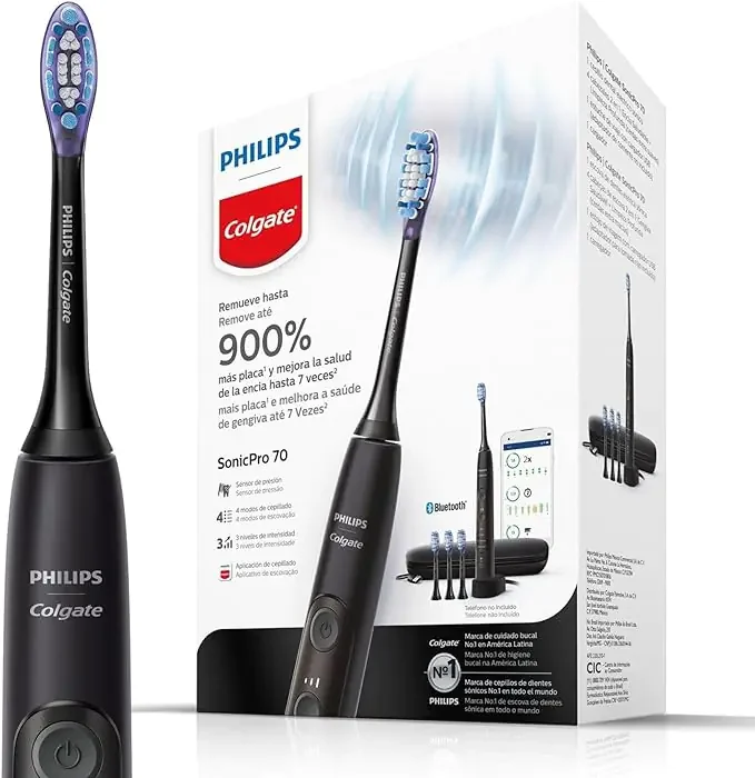 Colgate Escova De Dente Elétrica Philips Sonicpro 70 Recarregável Bivolt Tem 3 Refis E Um Estojo Para Viagem