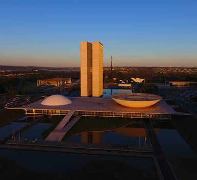 Vista aérea do prédio do Congresso Nacional.