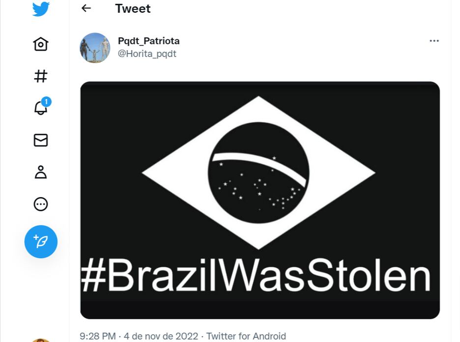 Conta do coronel Horita compartilhou publicaÃ§Ã£o na qual diz que as eleiÃ§Ãµes no Brasil foram roubadas
