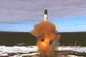 The Sarmat intercontinental ballistic missile is launched during a test at Plesetsk cosmodrome in Arkhangelsk region, Russia, in this still image taken from a video released on April 20, 2022. Russian Defence Ministry/Handout via REUTERS ATTENTION EDITORS - THIS IMAGE WAS PROVIDED BY A THIRD PARTY. NO RESALES. NO ARCHIVES. MANDATORY CREDIT.