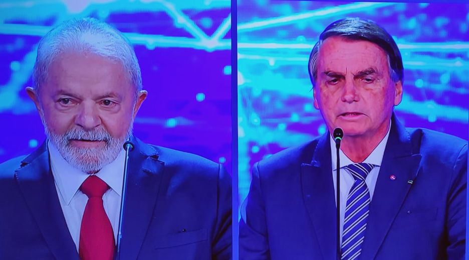 Lula e Bolsonaro no debate Band deste domingo, 28 de agosto de 2022.