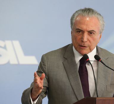 O presidente Michel Temer durante pronunciamento no Palácio do Planalto