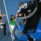 Tennis - Australian Open - Melbourne Park, Melbourne, Australia - January 28, 2024 Russia's Daniil Medvedev shakes hands with the referee after losing the final against Italy's Jannik Sinner REUTERS/Tracey Nearmy