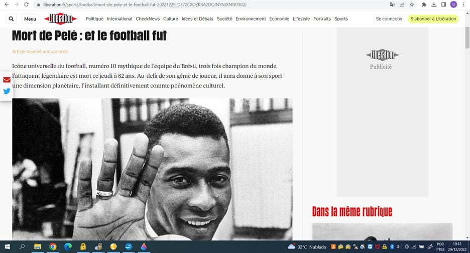 O francês Libération atribui a Pelé a globalização do futebol