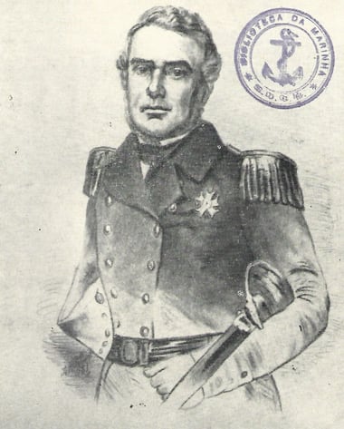 Almirante John Pascoe Grenfell em desenho a lápis de Antonio Raphael Pinto Bandeira