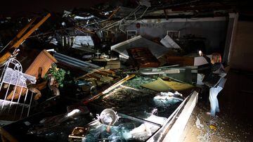 A business destroyed by a tornado on West Main in Hendersonville, Tenn., is seen, Saturday, Dec. 9, 2023. (Andrew Nelles/The Tennessean via AP)