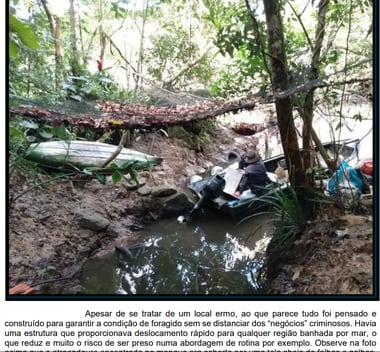 Embarcação abandonada por Keko e encontrada pela polícia na região do Rio Boturoca, no mangue da Baixa Santista