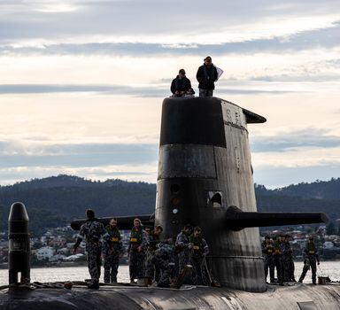 Submarino HMAS Sheean em porto da Tasmânia, na Austrália; país fechou acordo com EUA para construir embarcações nucleares