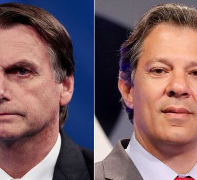 Os candidatos Jair Bolsonaro (PSL) e Fernando Haddad (PT)