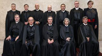Flávio Dino tomou posse como ministro do Supremo Tribunal Federal; imagem mostra a nova composição da Corte.  Foto: Felipe Sampaio/STF