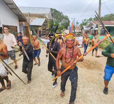 ATALAIA DO NORTE/AM 13/06/2022 NACIONAL / EXCLUSIVO EMBARGADO / Protesto de indígenas em Atalaia do Norte, no Amazonas. Foto: Wilton Júnior / ESTADAO