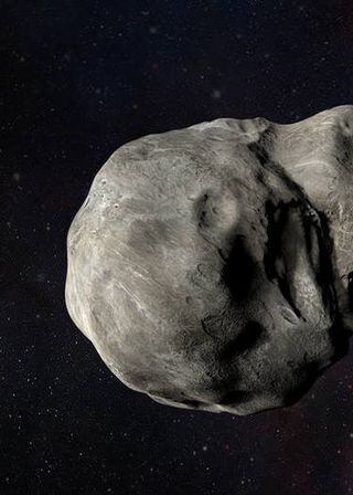 Ilustração da missão Dart, da Nasa, que pretende alterar a rota do asteroide Dimorphos do sistema binário Didymus