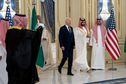 FILE —  President Joe Biden meets with Mohammed bin Salman Al Saud in Saudi Arabia, on July 15, 2022.  Despite U.S. fatigue over Middle East wars, the White House sees a security agreement resembling those with Japan or South Korea as an incentive for Saudi Arabia to normalize relations with Israel. (Doug Mills/The New York Times)