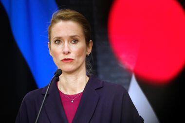 Estonian Prime Minister Kaja Kallas at a press conference on 22 April;  For her, the Ukrainians must decide on dialogue with Russia.  Photo: TOMS KALNINS/EFE