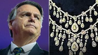 Ex-presidente Jair Bolsonaro e joias sauditas que ele ganhou durante seu mandato. Fotos: Alex Brandon/AP e Estadão 