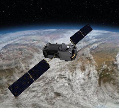 O satélite Orbiting Carbon Observatory (OCO)-2, que foi lançado em julho de 2014, mede quantidade dedióxido de carbono na atmosfera.