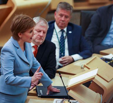 Scotland's First Minister Nicola Sturgeon makes a statement on an independence referendum at the Scottish Parliament in Edinburgh, Scotland, Britain June 28, 2022. REUTERS/Russell Cheyne
