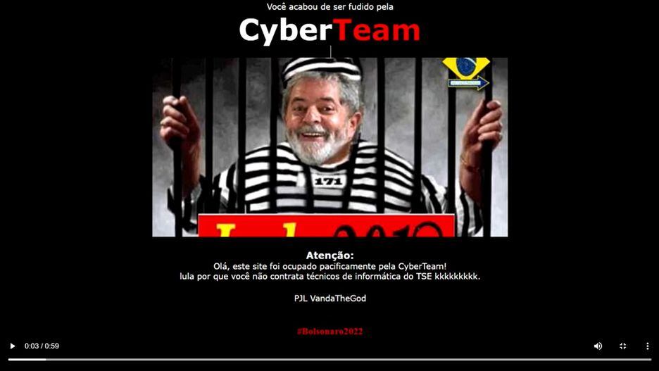 Tela capturada da pÃ¡gina oficial do candidato Luiz InÃ¡cio Lula da Silva (PT) apÃ³s ataque hacker