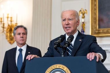 Presidente americano Joe Biden em discurso após o ataque terrorista do Hamas, 07 de outubro de 2023. 
