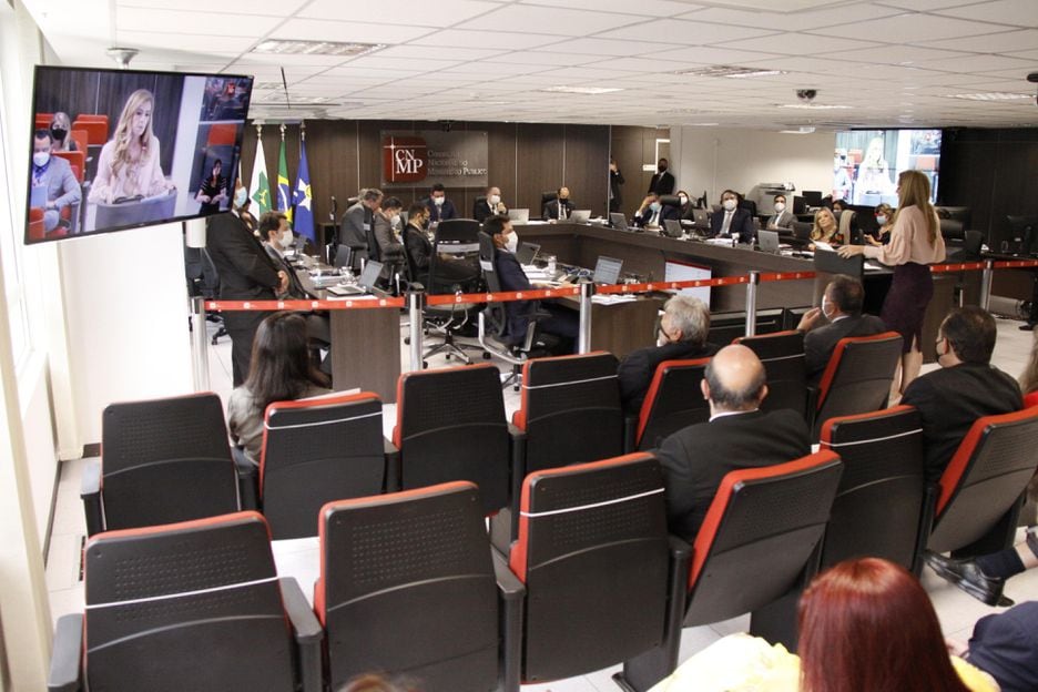 Reunião do Conselho Nacional do Ministério Público presidida por Augusto Aras em outubro de 2021.