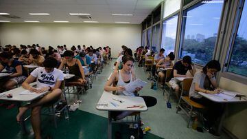 Alunos durante as provas na Escola Politécnica da USP. Foto: Gabriela Bilo/Estadão