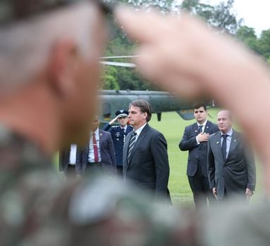 O presidente Jair Bolsonaro na Academia Militar das Agulhas Negras