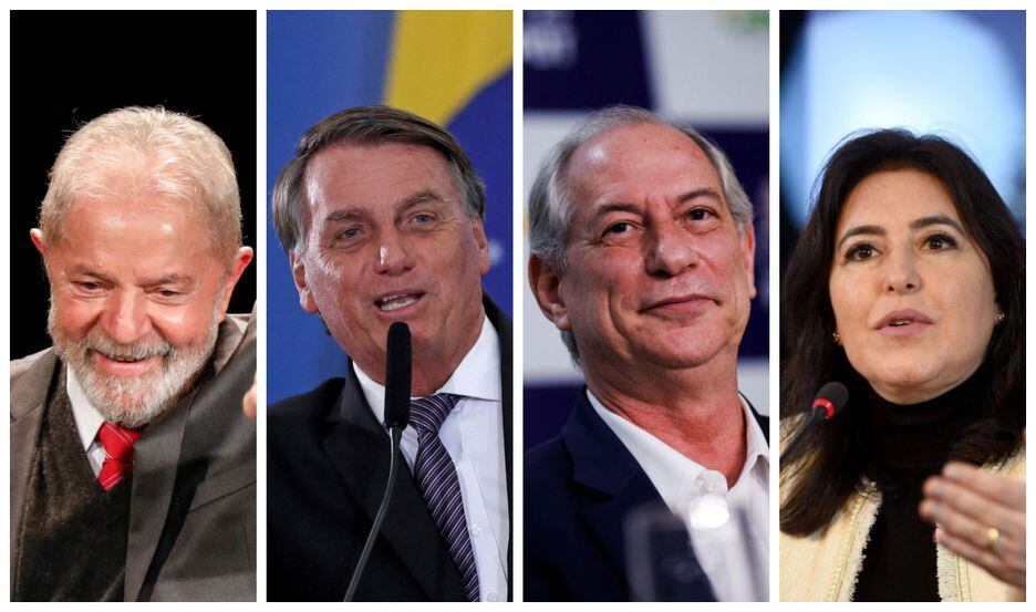 Lula, Bolsonaro, Ciro Gomes e Simone Tebet em fotos de eventos de suas campanhas à Presidência em 2022.
