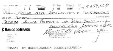 Cheques do PP para pagar o aluguel são assinados por Benedito de Lira, pai do presidente da Câmara, e endereçados à mulher dele, Tereza Palmeira