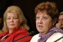 Norma McCorvey of Dallas, Texas (R), the "Roe" in the Roe v. Wade Supreme Court Case, testifies before the Senate Judiciary Committee along with Sandra Cano of Atlanta, Georgia, the "Doe" in the Doe v. Bolton Supreme Court case, on Capitol Hill in Washington, DC June 23, 2005. Both women went on the record saying they never had an abortion and are seeking to overturn their cases that made abortion legal. REUTERS/Shaun Heasley