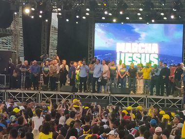 Presidente Jair Bolsonaro defendeu a pauta de costumes durante discurso para apoiadores na Marcha para Jesus de Manaus. 28 de maio de 2022. 
