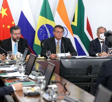 O presidente Jair Bolsonaro durante cúpula do Brics