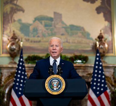 President Joe Biden speaks during a new conference after his meeting with President Xi Jinping of China at the Filoli estate, in Woodside, Calif., on Nov. 15, 2023, during the Asia-Pacific Economic Cooperation summit. (Doug Mills/The New York Times)