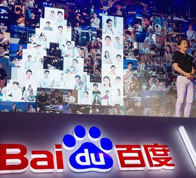 FIEL - Robin Li, CEO of search giant Baidu, talks about AI during the Baidu Create 2018 held in Beijing, China, on July 4, 2018. Chinese search engine and artificial intelligence firm Baidu made its ChatGPT-equivalent language model fully available to the public Thursday, Aug. 31, 2023, raising the company’s stock price by over 3% following the announcement. (AP Photo/Ng Han Guan, File)