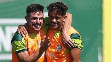 Willian Bigode e Gustavo Scarpa. Foto: Cesar Greco/ SE Palmeiras