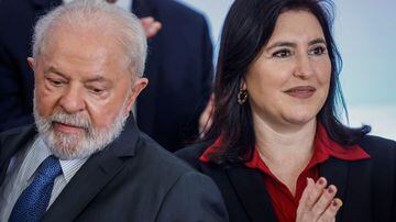 O presidente Luiz Inácio Lula da Silva (PT) e a ministra do Planejamento, Simone Tebet (MDB). FOTO: REUTERS/Adriano Machado. Foto: Adriano Machado / Reuters