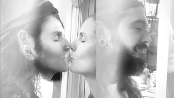 A modelo Heidi Klum publicou um vídeo em que aparece beijando o marido enquanto estão separados por um vidro. Foto:  Instagram / @heidiklum 
