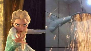 Com baixas temperaturas no País, internet ganha memes com Elsa, de 'Frozen', e marca de chuveiro. Foto: Twitter/@almanaquedisney e @mptostes
