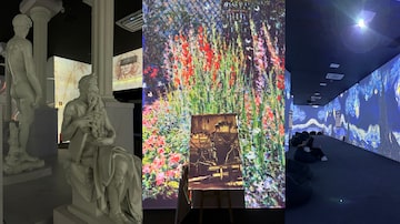 Mostra reúne de forma imersiva obras de quatro gigantes da arte: Van Gogh, Monet, Da Vinci e Michelangelo. Foto: Pincelando a História/Divulgação