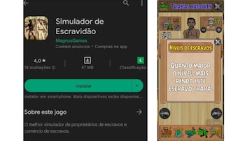 jogo simulador de escravidão google play 24-05-2023. Foto: Reprodução/Twitter/@orlandosilva