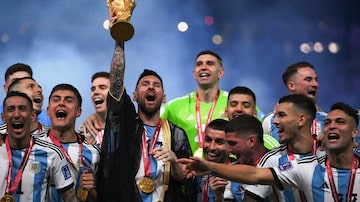 Seleção argentina comemora o título da Copa do Mundo. Foto: Franck Fife/AFP