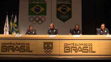 Ney Wilson, Rogério Sampaio e Kenji Saito, da esquerda para a direita, eme entrevista coletiva nesta sexta-feira, 25. Foto: Reprodução/Canal Olimpíco do Brasil