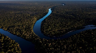 (FILES) In this file photo taken on June 07, 2022 A drone view of the Manicore river, deep inside the Amazonia rainforest, Amazonas state, Brazil, on June 7, 2022. - Earth is hotter than it has been in 125,000 years, but deadly heatwaves, storms and floods amplified by global warming could be but a foretaste as planet-heating fossil fuels put a "liveable" future at risk.o concludes the UN Intergovernmental Panel on Climate Change (IPCC), which has started a week-long meeting to distill six landmark reports totalling 10,000 pages prepared by more than 1,000 scientists over the last six years. (Photo by MAURO PIMENTEL / AFP). Foto: Mauro Pimentel/AFP