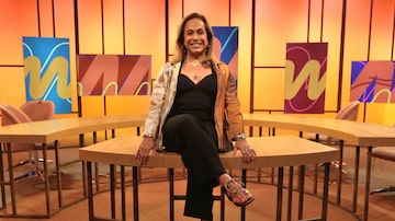 A apresentadora Cissa Guimarães no estúdio do programa 'Sem Censura'. Foto: Tânia Rêgo/Agência Brasil