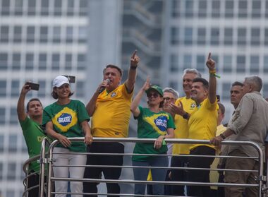Ex-presidente Jair Bolsonaro (PL) no ato na Avenida Paulista em fevereiro