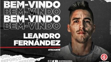 Internacional anuncia a contratação do atacante Leandro Fernández. Foto: Twitter / S.C. Internacional