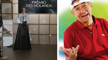 Cena do 'Prêmio Ivo Holanda' do 'Tá No Ar' e o ator de pegadinhas Ivo Holanda. Foto: Reprodução de 'Tá No Ar: A TV na TV' (2019) / Globo | Instagram / @ivoholandasbt