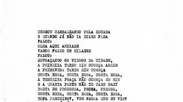 A letra de 'Corta Essa', de Caetano Veloso e Jards Macalé, enviada para a censura. Foto: Reprodução