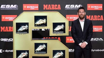 Lionel Messi recebe sua 6ª Chuteirade Ouro. Foto: Josep Lago/AFP